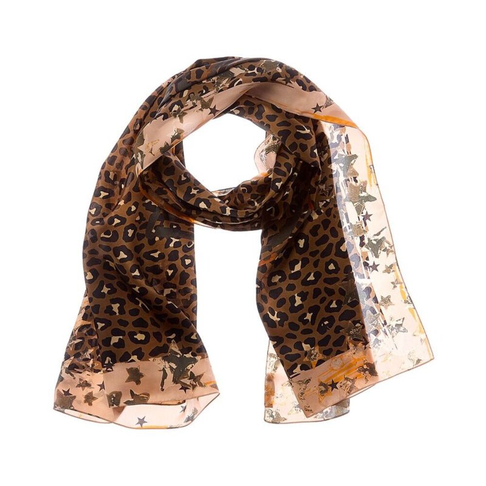 Jimmy Choo Logo Silk Scarf, Brown
